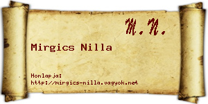Mirgics Nilla névjegykártya